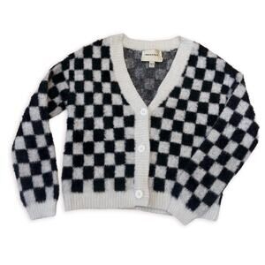 Industry Black and White Checkerboard Cardigan Sweater Women’s XS
